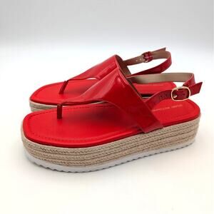 Stuart Weitzman Mel Platform Espadrille Sandals Women's Red Size US8.5B EU39
